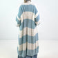 Maxi gebreide jas model "Soft Stripe" - blauw en wit