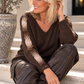 Sweater with rhinestone appliqués - mocha