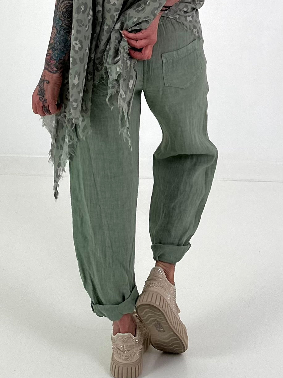 Linen trousers - khaki