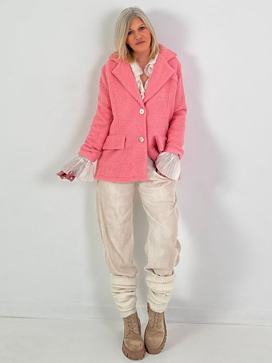 Bouclé Jacke - rosa