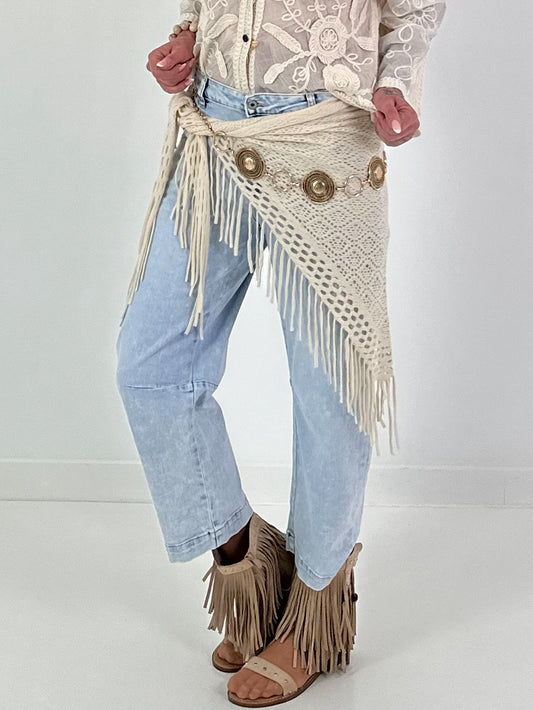 Jeans met zachte gehaakte bolero - denim