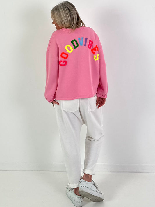 Sweatshirt Modell "Good Vibes" - rosa