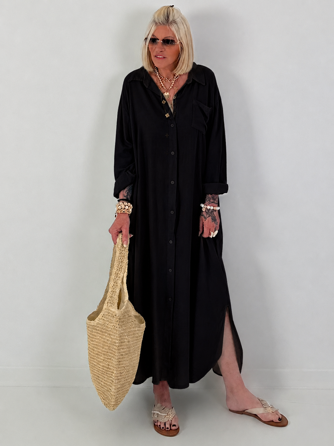 Linen dress - black