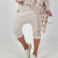 Kurze Baggy mit Zipper Details - beige