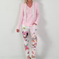 Hose mit Print-Mix - rosa-weiss