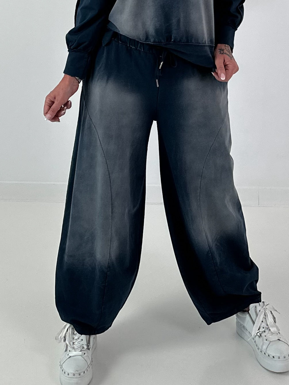 Lässige Sweat Ballonhose im Used-Look - marine
