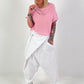 Summer knit sweater with short sleeves - pink