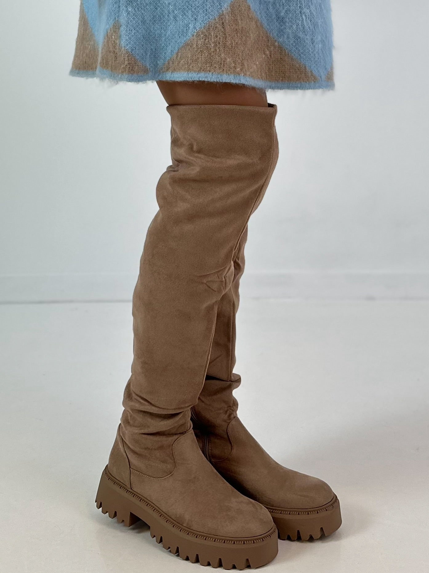 Over-the-knee boots, model "Wild High" - beige