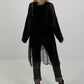 Stylish Long Mesh Shirt with Skull Details - black