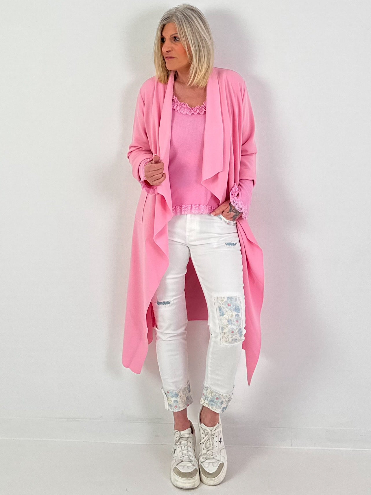 Trui met doodskopmotief - roze