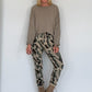 Cargo trousers with camouflage print -beige-olive-multicoloured