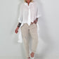 Oversized asymmetrical blouse with tie - white