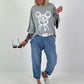 Oversized T-shirt with comic mouse - grey