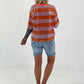 Pailletten Shirt mit Streifen - rosa-orange
