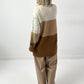 Long pullover model "Block Spark" - brown-multicoloured