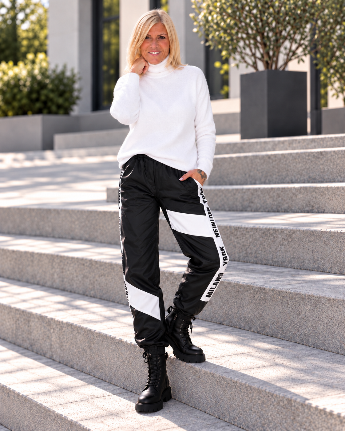 Basic Rollkragenpullover - weiss
