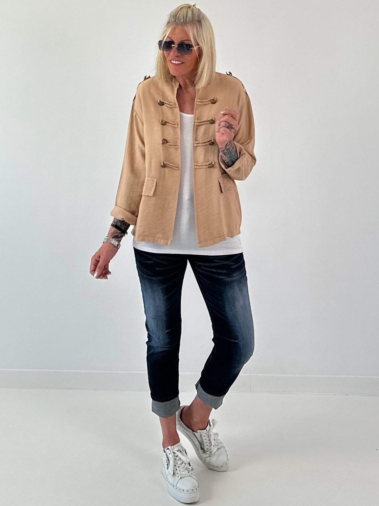 Lightweight Military Look Jacket - camel