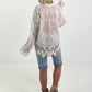 Boho Blouse with Crocheted Hem - beige