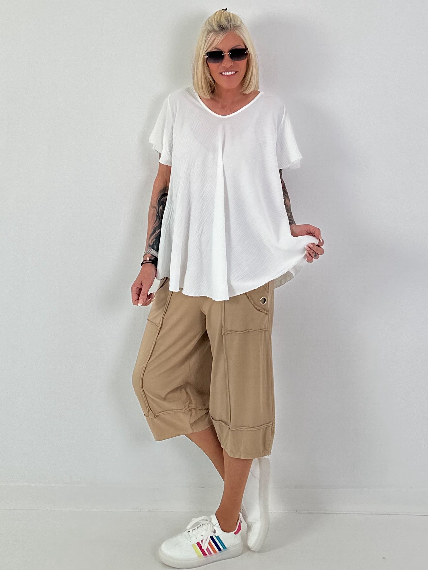 Light structured T-shirt - white