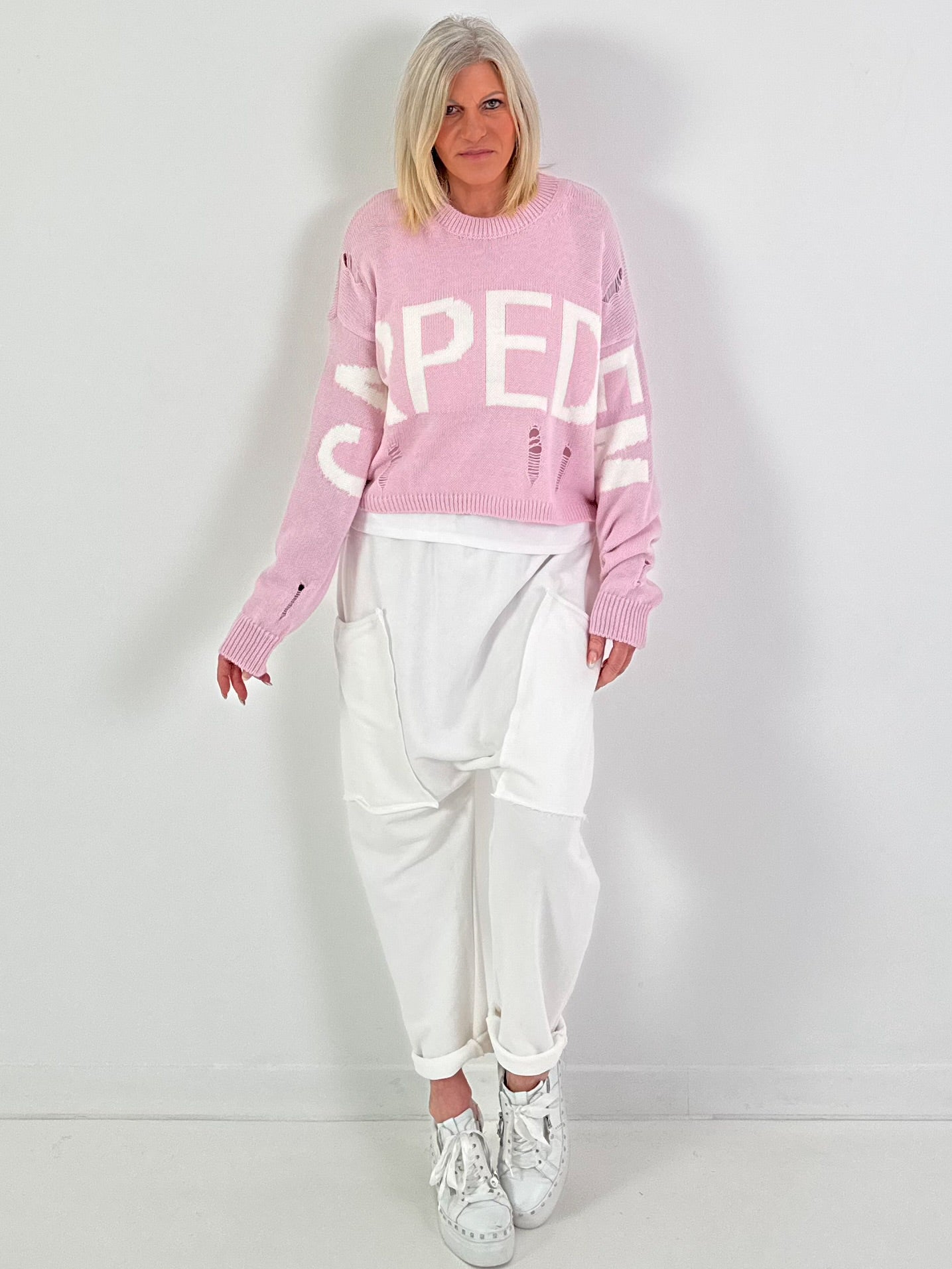 Sweater model "Carpediem" - pink-white