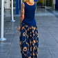 Ripp Top mit fransigen Abschlüssen -  blau
