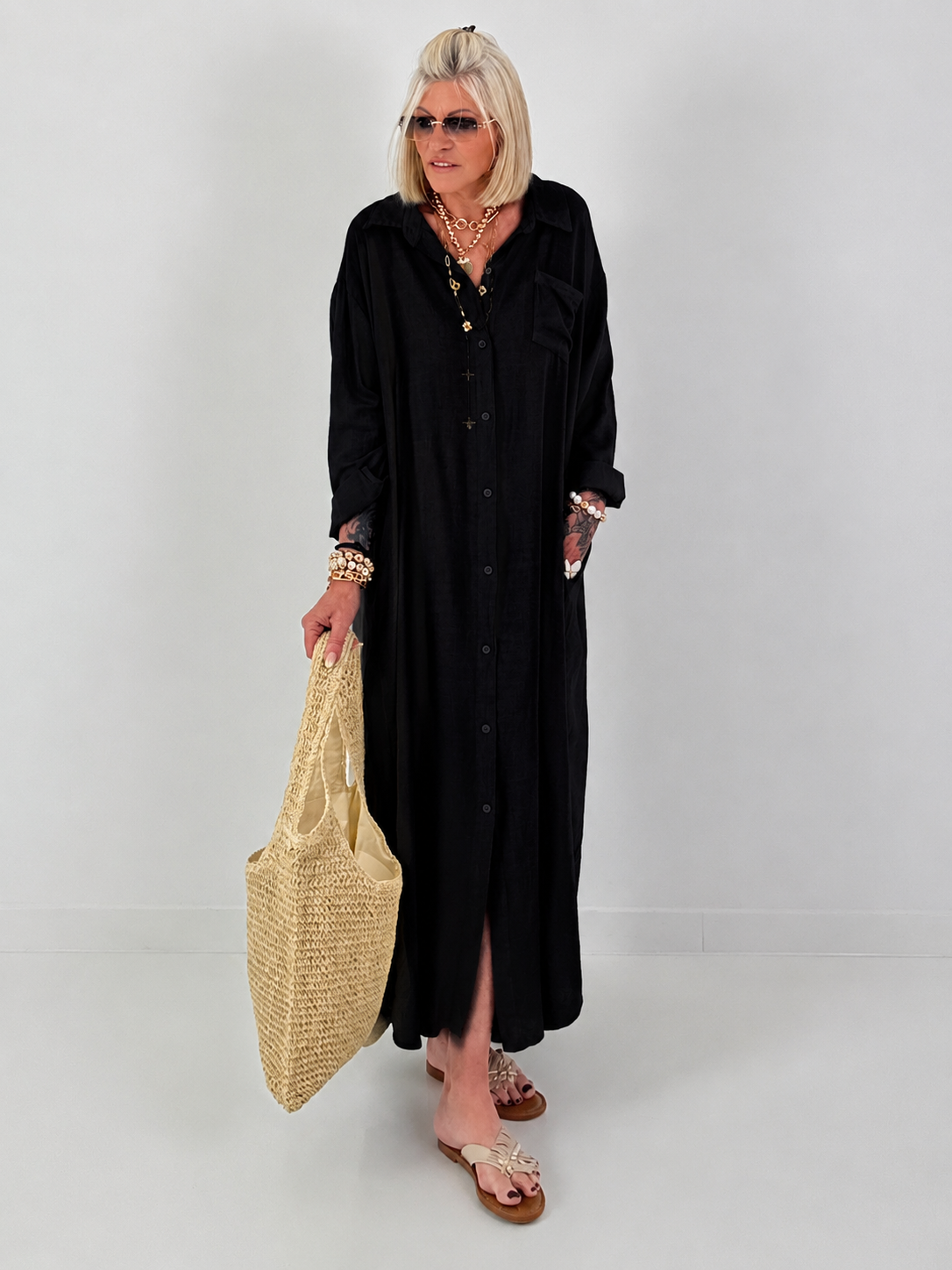 Linen dress - black