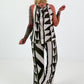 Two-piece with graphic pattern - khaki-white