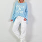 Oversized Shirt Modell "Rock&Love Wave" - hellblau