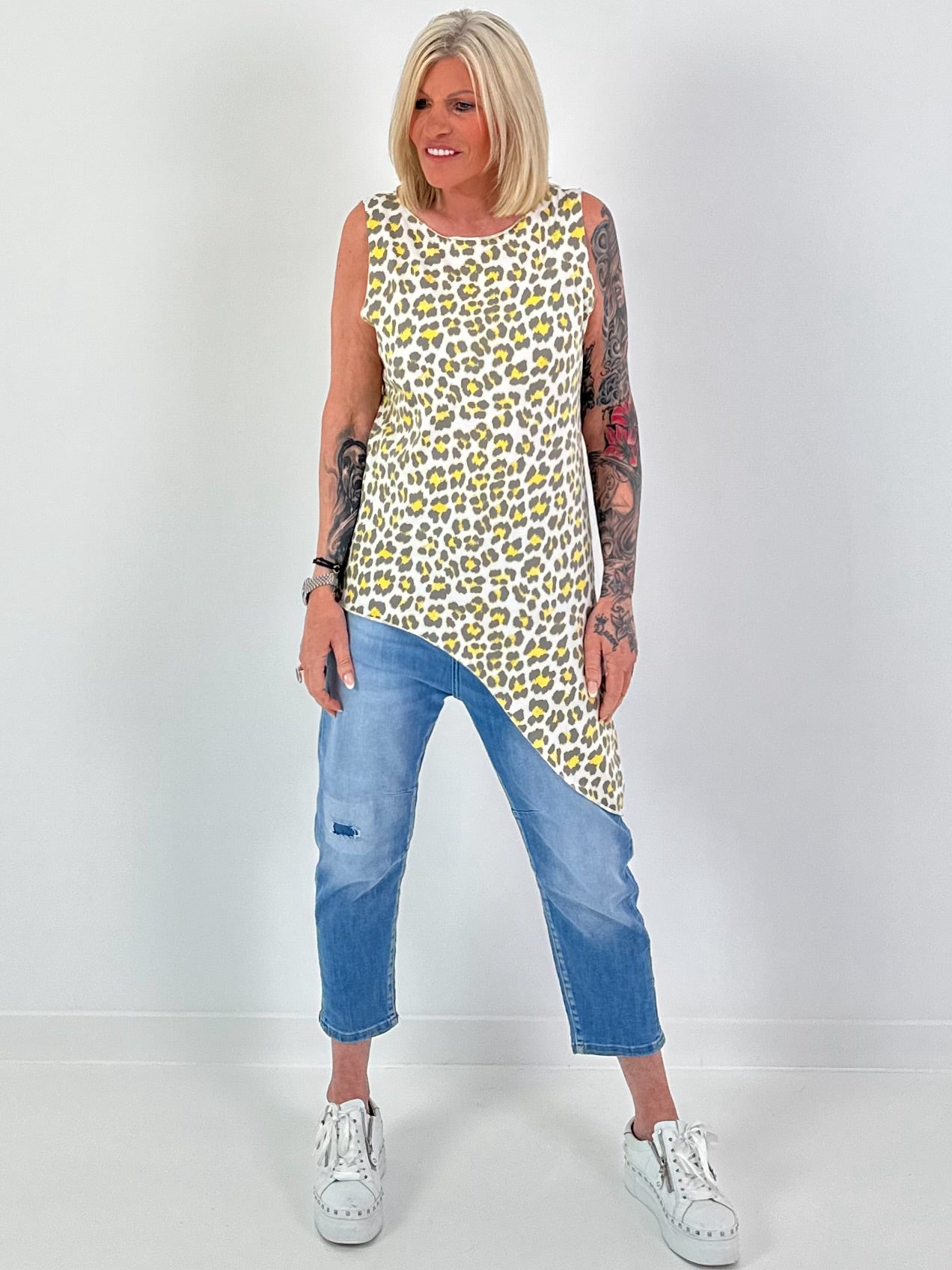 Long Top Leo asymmetrisch - gelb