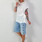 Blouse-style top with side tie knot - white