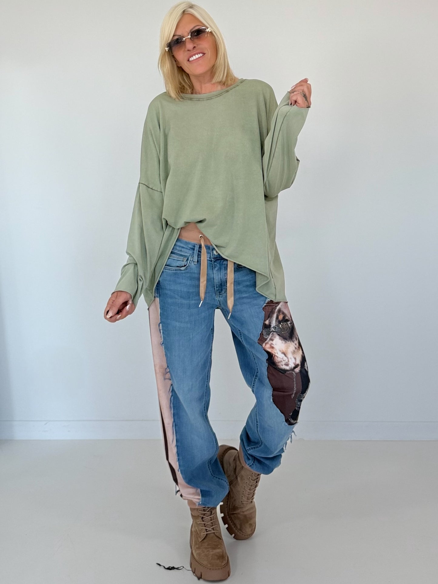 Oversized Shirt stone washed - khaki