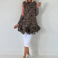 Long Bluse mit Volants - leo - mehrfarbig
