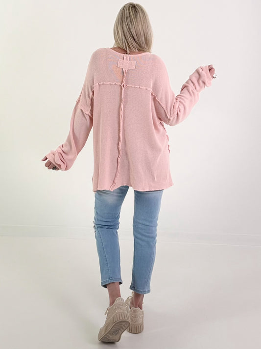 Oversized Strickpullover - rosa