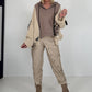 Oversized Grobstrick-Hoodie mit Sweat-Einsatz  - taupe-beige