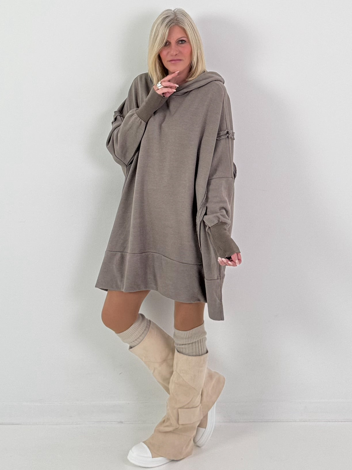 Oversized hoodie model "Rockwave" - ​​​​taupe
