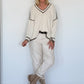 Kuscheliger Pullover mit V-Ausschnitt - ecru-chocolate