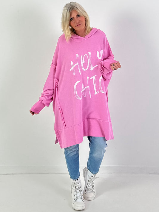 Oversized hoodie model "Holy Chic" - candy white