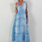 Sleeveless Ruffle Denim Dress - Light Blue