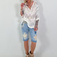 Boho Tunic with Crochet Appliqués - White
