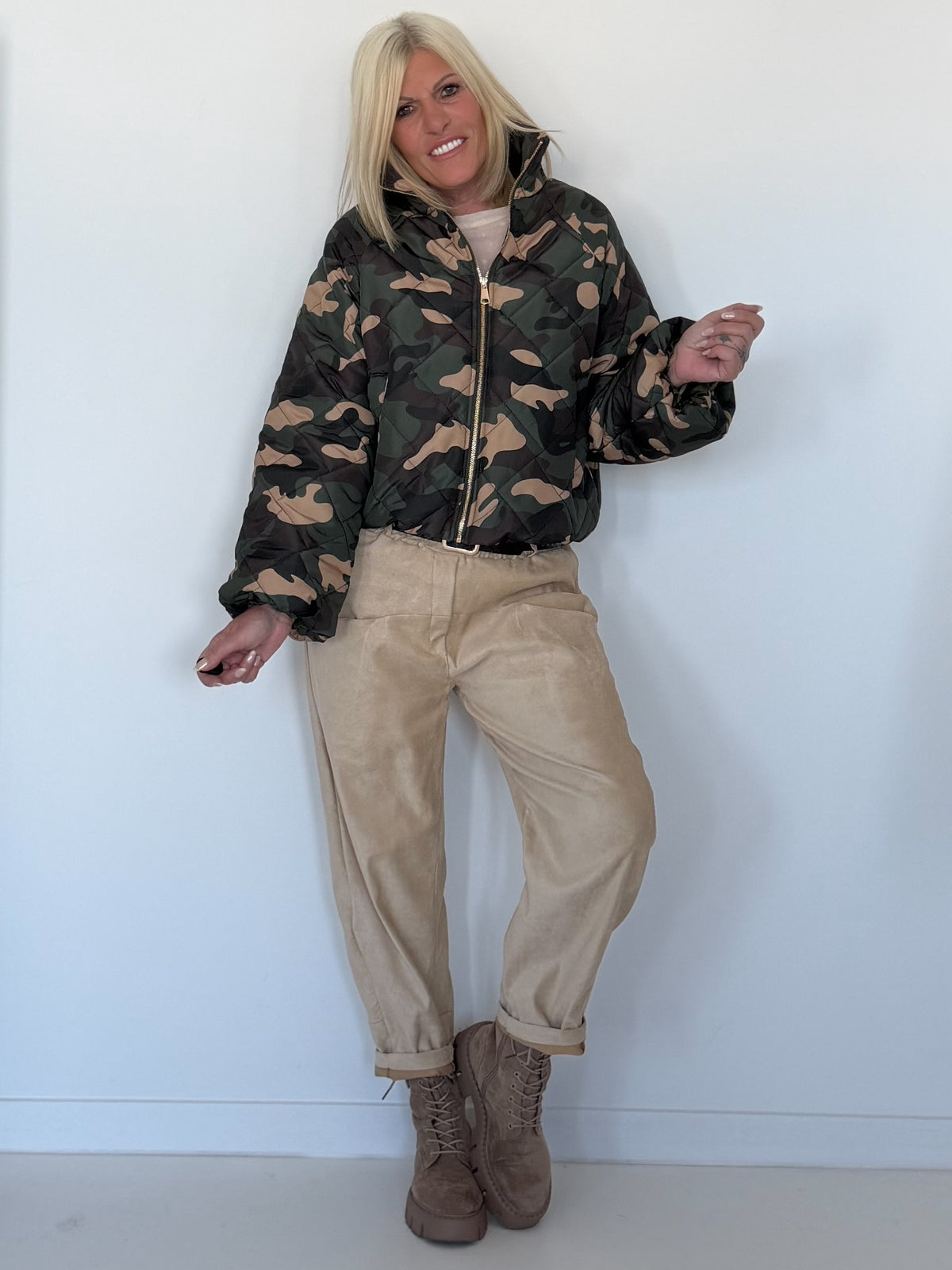 Puffy-Bomberjacke im Camouflage-Look - oliv-mehrfarbig