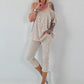 Shirt mit Cold Shoulder und Leo Strass - beige