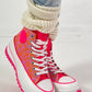 High sneaker model "Cat Boost" - leo-neon pink