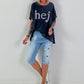 T-Shirt Hej - blau
