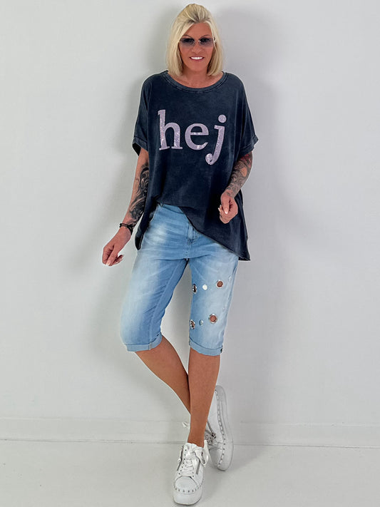 T-Shirt Hej - blau