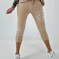 Capri Hose mit Leo Strass - sand