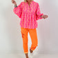 Patterned blouse - neon pink-neon orange-white