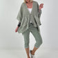 Leinen Poncho Jacke - salbei