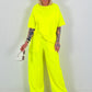 Short-sleeved sweater - neon yellow