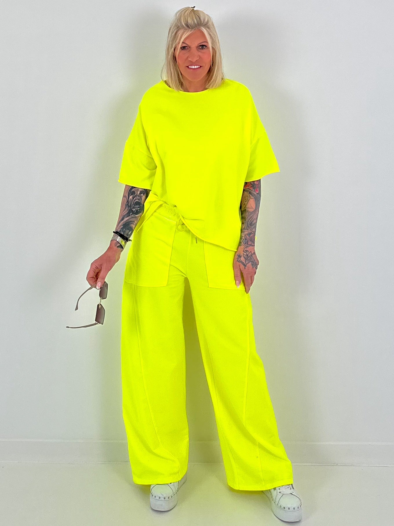 Short-sleeved sweater - neon yellow