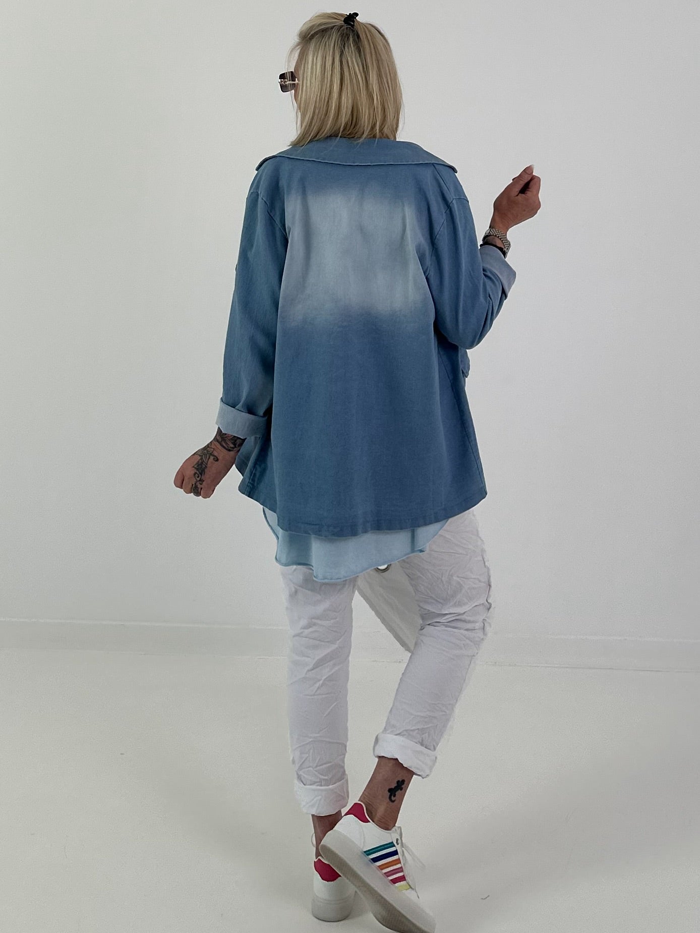 Jeans Blazer mit Ösendetails